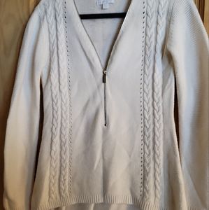 Cream mid zip sweater